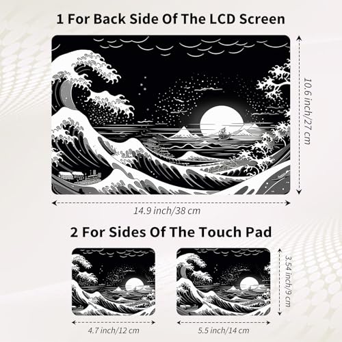 15.6 Inch Laptop Skin Sticker, Reusable Vinyl Cover Protector with 2 Wrist Pad Skins, Removable Waterproof Scratch-Resistant for 12-15.6 Inch Laptop Notebook,Great Wave - color: Great Wave