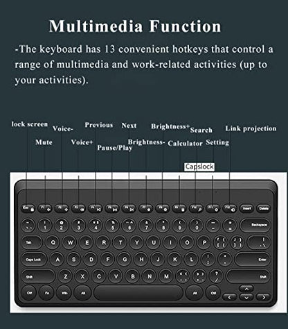 Compact Keyboard MouseCombo,JieruiDeng 79-Key Retro Mini Cute Computer Keyboard 2.4G USB Wireless and Silent Mice Set for Laptop Desktop PC iPad (Black) - color: Black