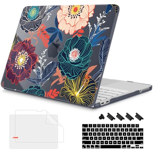 Mektron Case for 2026 MacBook Neo 13-inch A18 Pro chip A3404 Laptop Cover with 13-inch (Diagonal) Liquid Retina Display+ Keyboard Cover+ Screen Protector, Dahlia Flowers - color: Dahlia Flowers