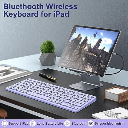 TaIYanG Bluetooth Keyboard for iPad Wireless Keyboard Compatible with iPad A16 11th 10th Generation, 10.2(9th/8th/7th Gen), Air/Pro/Mini and All Bluetooth Devices (Light Purple) - color: Light Purple