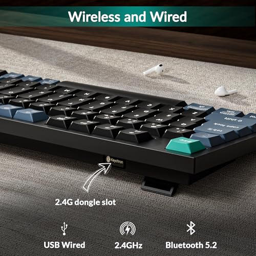 Keychron B31 Wireless Silent Keyboard, 75% Layout Quiet Typing Custom Programmable, 2.4 GHz/Bluetooth/Wired Ergonomic Support Compatible for Mac Windows Linux - Deep Black