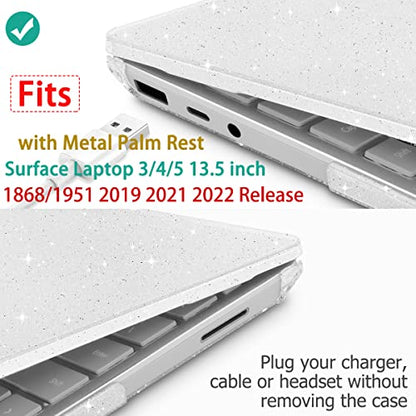 May Chen Case Compatible for 13.5" Microsoft Surface Laptop 5/4/3 with Metal Palm Rest Model 1951/1868, Plastic Hard Shell Case with Screen Protector + Keyboard Cover + Dust Plug, Clear Glitter - color: Clear Glitter