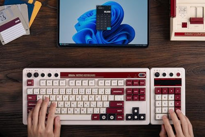 8Bitdo Retro 18 Mechanical Numpad for Windows & Android, Fami Edition | Bluetooth, 2.4G and Wired, Calculator Mode, Retro LED Display, Dye-sub PBT Keycaps - color: Fami Edition
