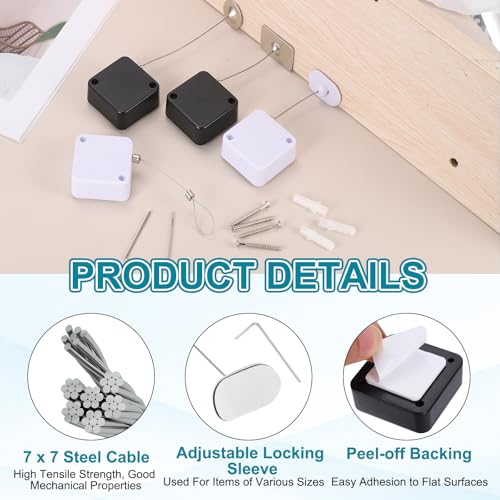 PATIKIL Retractable Remote Control Cable Tether (3.3ft / 1M, Black)(5 Set) Square Remote Control Security Lanyard Lock Adjustable Locking Leash with Plastic Cap, Suit for - TV/Tablets - color: Black, size: 3.3ft