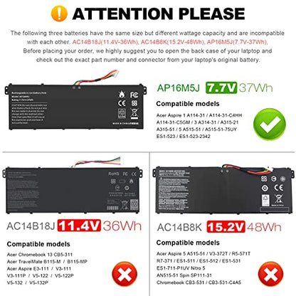 ASUNCELL AP16M5J Laptop Battery for Acer Aspire A114-31 A314-31 A315-21 A315-51 A515-51 ES1-523-24CW ES1-523-20DG 2ICP4/80/104 - color: AP16M5J