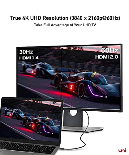 uni USB C to HDMI Cable 3ft 4K@60Hz, ONE-Way MacBook Pro Type-C to TV HDMI | USB Type-C to HDMI, Braided Cable, Thunderbolt 3/4, MacBook Air, iPhone 17 Pro/Max, Samsung S24, Chromebook - size: 3FT