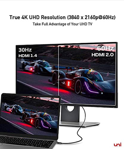 uni USB C to HDMI Cable 3ft 4K@60Hz, ONE-Way MacBook Pro Type-C to TV HDMI | USB Type-C to HDMI, Braided Cable, Thunderbolt 3/4, MacBook Air, iPhone 17 Pro/Max, Samsung S24, Chromebook - size: 3FT
