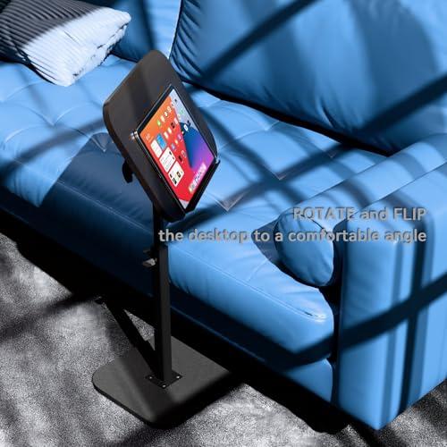 Foldable End Table,17"-31" Adjustable Height,Swivel and Turnable Desktop,TV Tray,Side Table for Small Spaces (Black, 15.7" x 11.8") - color: Black, size: 15.7" x 11.8"