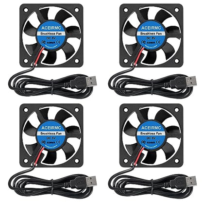 ACEIRMC 4pcs 50mm USB Brushless Cooling Fan 50mm x10mm DC 5V Quiet Cooling Fan 5010 Mini Computer Fan for Small Appliances Series Replacement (5010 5V USB) - color: 5010 5V USB