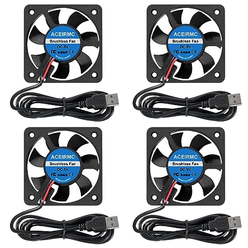 ACEIRMC 4pcs 50mm USB Brushless Cooling Fan 50mm x10mm DC 5V Quiet Cooling Fan 5010 Mini Computer Fan for Small Appliances Series Replacement (5010 5V USB) - color: 5010 5V USB