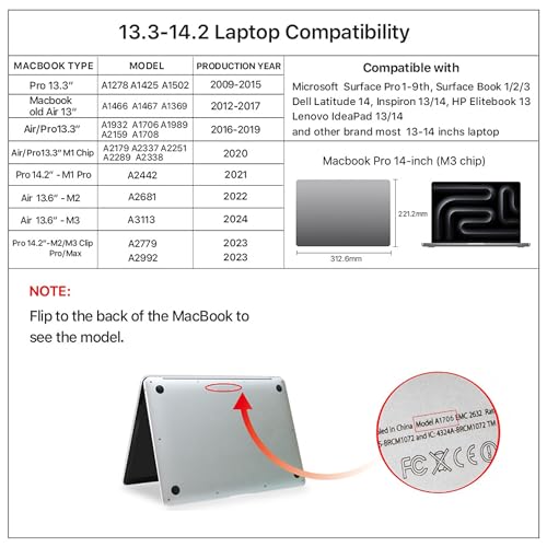 Top Grain Leather 14.2" Slim Laptop Bag Case, Envelope Style, Removable Wristlet & 3 Pockets, Fits MacBook Pro 14 Inch 2021 2022 M1 Pro/M1 Max A2442 & Other Laptop, Black Coffee 14.2 Inch - color: #7【Envelope Style】-Black Coffee-3 Pockets, size: 14.2" - F