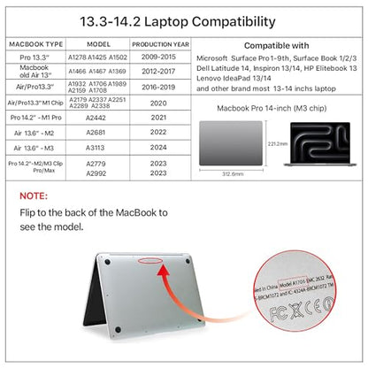 Top Grain Leather 14.2" Slim Laptop Bag Case, Envelope Style, Removable Wristlet & 3 Pockets, Fits MacBook Pro 14 Inch 2021 2022 M1 Pro/M1 Max A2442 & Other Laptop, Black Coffee 14.2 Inch - color: #7【Envelope Style】-Black Coffee-3 Pockets, size: 14.2" - F