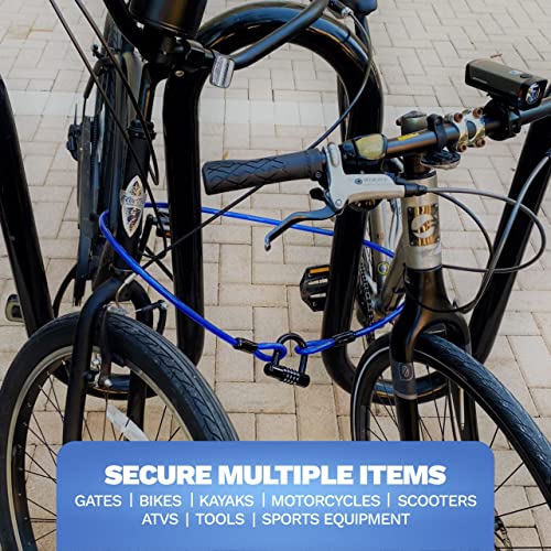 DocksLocks Security Cable Lock Set (5' to 25') Looped Ends, Weatherproof, Keyless Compact U-Lock with Combination, Anti-Theft for Bikes Equipment 15ft - size: 15ft