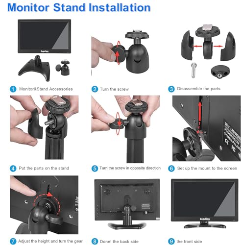 13.3 inch FHD Small IPS Monitor LCD Display Screen 1920x1080 60Hz 16:9 with BNC VGA AV Input Built-in Lounspeakers for CCTV Security Camera DVR PC RasPi - color: 13.3 Inch 1920x1080