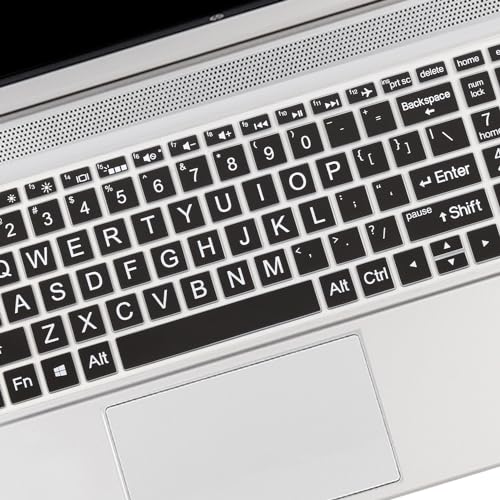 Large Letters Keyboard Cover for 15.6 HP Laptop 15-dw 15-dy 15-ef 15-da/db/bs 15-dy5033dx 15-dy2702dx 15-dy2073dx 15-dw0083wm 15-ef2126wm 15-da0033wm, Envy x360 15m-dr/ds 17-bs/bw, Pavilion 15-cs/cc - color: Black(Large Letters)