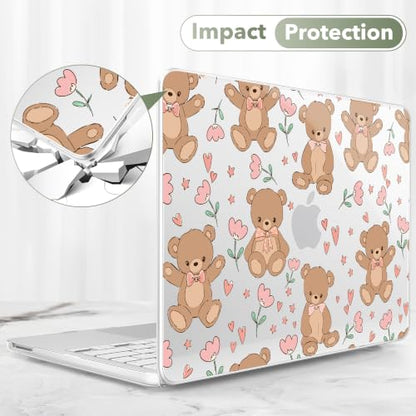 May Chen Compatible with MacBook Neo 13 inch Case 2026 Model A3404, Plastic Hard Shell,Keyboard Cover,Screen Protector,Dust Plug, for MacBook Neo 13" with A18 Pro Chip, Cute Teddy Bear - color: Cute teddy bear