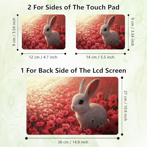Laptop Skin Sticker Decal, Universal Reusable Vinyl Laptop Cover for 12" 13" 13.3" 14" 15" 15.4" 15.6" Notebook PC, Waterproof Scratch-Resistant with 2 Wrist Pads, Easy to Apply & Remove,Flower Rabbit - color: Flower Rabbit