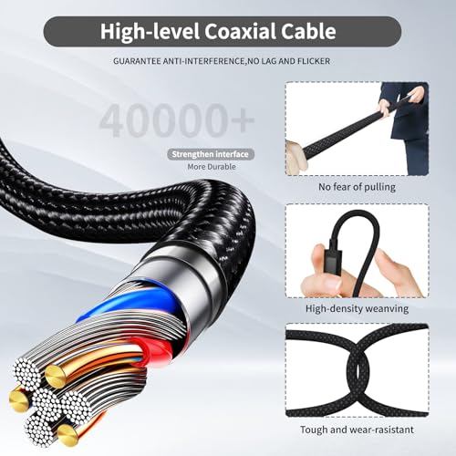 USB-C to Magnetic 3 Cable Compatible with Magsafe Charging - 140W Fast Charging, 6.6ft Braided Cable for MacBook Pro/Air M4 M3 M2 Models (2021-2026) - Blcak - color: black