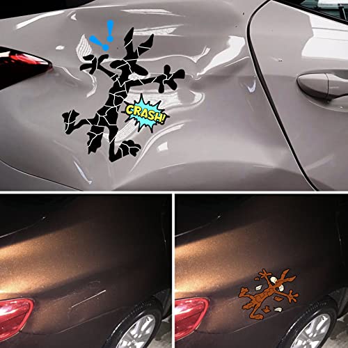 Scratch and Dent Fix Car Stickers, Funny Cartoon Coyote Splash Into Pieces, Bumper Stickers for Jeep, Van, Auto, Truck, Motorcycle, Laptop, Skateboard, Wall, Window Decals Band-Aid Stickers - color: Coyote-m