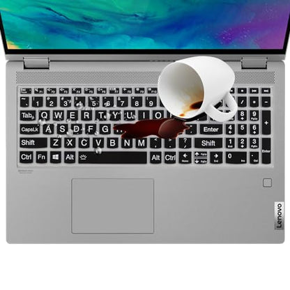 Large Print Keyboard Cover for Lenovo Yoga 7i 15.6" 16", IdeaPad 3/IdeaPad 3i 15.6 17.3, IdeaPad 5/IdeaPad 5i 15.6 17.3, IdeaPad Flex 5/Flex 5 15.6, Yoga Slim 7 15, IdeaPad Slim 7 15.6, ThinkBook 15 - color: Bold black