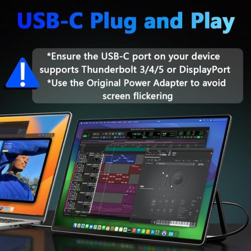 13.3" OLED Portable Touchscreen Monitor, 1080P HDR VESA 500 Nits, USB-C HDMI External Display with Stand (Vertical Monitor) & Speakers for Laptop PC Mac Android (No Touch for iPhone/iPad/Consoles)