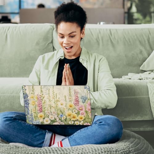 SUPERDANT Laptop Skin Sticker Watercolor Flower Laptop Decals Personalized Universal Notebook Computer Wrap Vinyl Skin Stickers Cover Art Decal Removable 12-15.6 Inch Waterproof Scratch-Resistant Gift