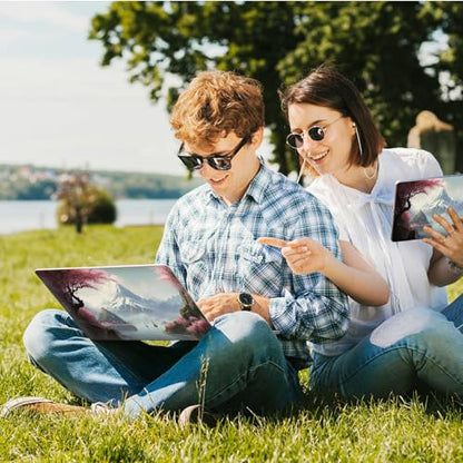 Universal Laptop Skin Sticker with 2 Wrist Pad Skins, Waterproof Scratch Resistant Vinyl Laptop Cover Decal, Cut to Fit for 11–15.6 Inch MacBook HP Dell Lenovo, Cherry Tree by Lake - color: Cherry Tree By Lake