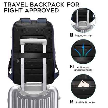 BANGE Business Laptop Smart backpack Can Hold 15.6 Inch Laptop Commute Backpack Carry on bag for men and women (Blue) - color: Blue