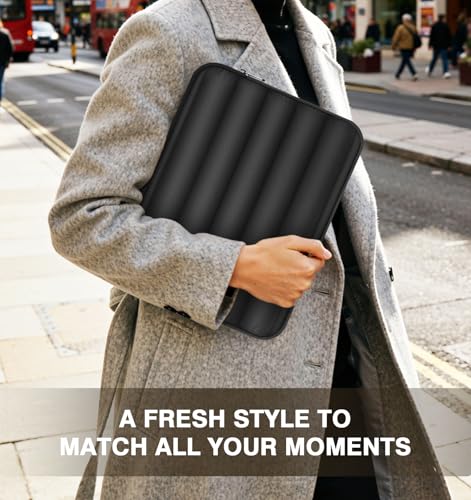 MoKo 13-14 Inch Puffy Laptop Sleeve Bag Padded Protective Carrying Case | Laptop Carrying Case Fits Mac Neo A18 Pro, Mac Pro M5 14-inch, Mac Air 13.6/13.3-inch and iPad Pro 12.9/13-inch, Black - color: Black, style: 13.3 - 14 Inches