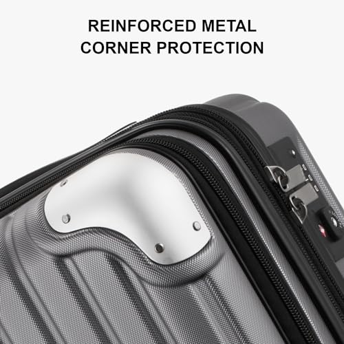 LEVEL8 Grace Carry on Luggage, 20 Inch Expandable Hard Shell Suitcase with Wheels, Abs+Pc Harshell Spinner Luggages with Tsa Lock, Travel Bag for Women Men, Grey - color: Grey, size: 20 Inch - EXT