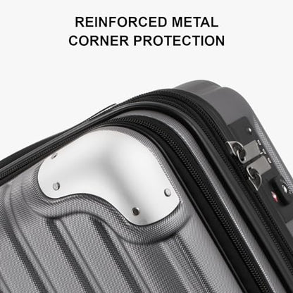 LEVEL8 Grace Carry on Luggage, 20 Inch Expandable Hard Shell Suitcase with Wheels, Abs+Pc Harshell Spinner Luggages with Tsa Lock, Travel Bag for Women Men, Grey - color: Grey, size: 20 Inch - EXT