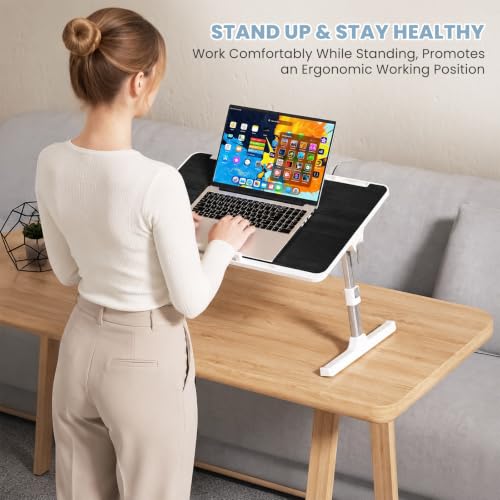 Adjustable Lap Desk, Foldable Laptop Desk for Bed, X-Large Lap Table | 23.6 x 15.7 Inches Bed Laptop Table, Laptop Stand for Couch & Sofa, Laptop Tray for Adults Writing Reading Eating, Black - color: Black