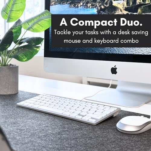 Macally USB Wired Keyboard and Mouse Combo for Mac and PC - Save Space with a Compact Small Apple Keyboard and Mouse for MacBook Pro/Air, iMac Mini/Pro