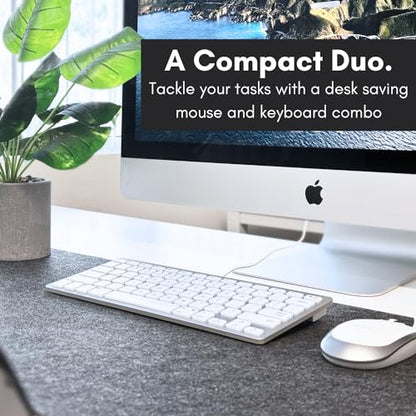 Macally USB Wired Keyboard and Mouse Combo for Mac and PC - Save Space with a Compact Small Apple Keyboard and Mouse for MacBook Pro/Air, iMac Mini/Pro
