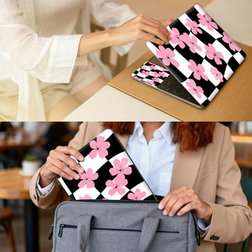 Universal Laptop Skin for 13-16 Inch Laptops,Vinyl Protective Sticker Decal,Easy DIY Trim-to-Fit for HP/Dell/MacBook,Bubble-Free & Removable,Pink Flowers Plaid - color: Pink Flowers Plaid