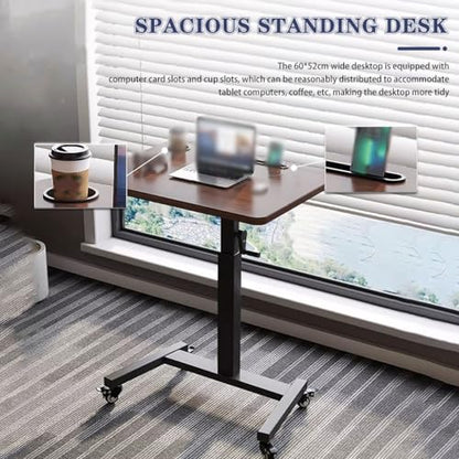 Height Adjustable Standing Desk, Laptop Table with Wheels Rocker, Portable Mobile Study Desk, Steel Frame Stable Side Table,Easy to Install(A) - color: A