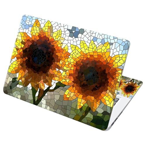 Universal Laptop Skin Sticker with 2 Wrist Pad Decals, 3-Piece Removable Vinyl Laptop Cover, Fragmented Sunflowers Waterproof Anti-Scratch, Easy-Trim Fit for 13.3" 14" 15.6" Laptops - color: Fragmented Sunflowers