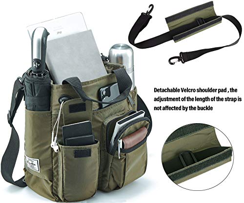 d'yallee Crossbody Messenger Bag Men Waterproof Shoulder Business Work Bag Nylon - color: Olive Green