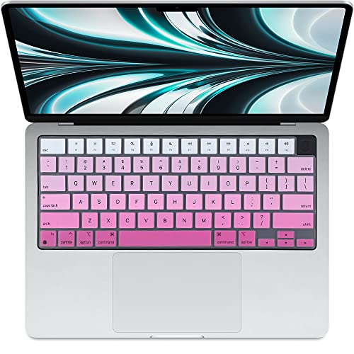 ProElife Keyboard Cover Skin for MacBook Air 13/15 Inch M5 M4, Ombre Pink | US Enter, Ultra Thin (0.26 mm), Silicone Protective Skin, Easy to Apply, Washable & Reusable, Dust-proof, Precision Molded - color: Ombre Pink