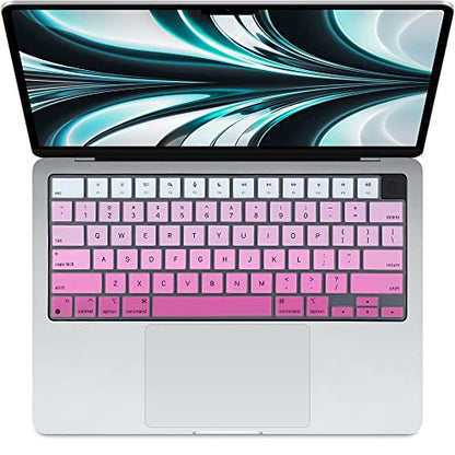ProElife Keyboard Cover Skin for MacBook Air 13/15 Inch M5 M4, Ombre Pink | US Enter, Ultra Thin (0.26 mm), Silicone Protective Skin, Easy to Apply, Washable & Reusable, Dust-proof, Precision Molded - color: Ombre Pink