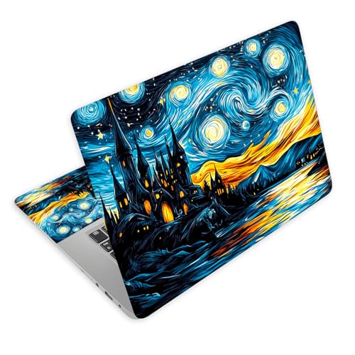 Universal Laptop Skin Decal, 3-Piece Vinyl Protector for 12 13 14 15.6" Notebook, Waterproof Anti-Scratch, Easy Trim & Bubble-Free Finish, Night Sky with Swirling Stars - color: Night Sky with Swirling Stars