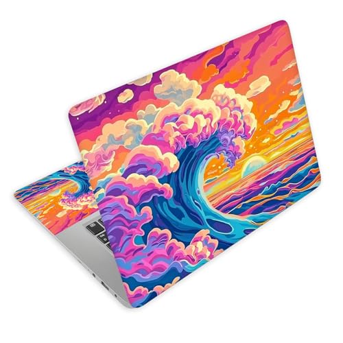 Universal Laptop Skin Decal, 3-Piece Vinyl Protector for 12 13 14 15.6" Notebook, Waterproof Anti-Scratch, Easy Trim & Bubble-Free Finish, Colorful Waves in the Ocean - color: Colorful Waves in the Ocean