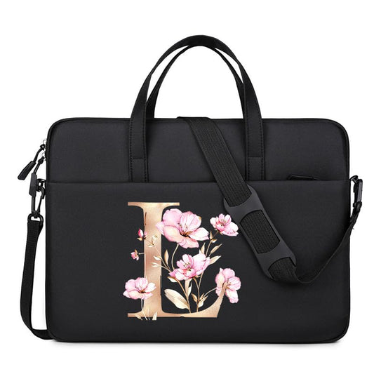Computer Bag For Men & Women, With Initial Laptop Bag,14/15inches Messenger bag For Office、Business、Travel、School - color: Bk-l
