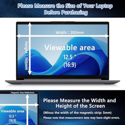 Magnetic Laptop Privacy Screen 12.5 Inch 16:9 (283mm x 166mm) | Anti-Spy/Glare/Reflective/Blue Light, Scratch Resistant, Smudge Resistant, Removable, Laptop Privacy Screen Protector Film - color: Laptop Screen Privacy 12.5 Inch 16:9