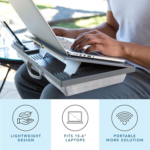 LAPGEAR Ergo Pro Lap Desk with 20 Adjustable Angles, Mouse Pad, and Phone Holder - Gray - Fits up to 15.6 Inch Laptops and Most Tablets - Style No. 49405 - color: Gray, size: Ergo Pro