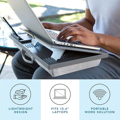LAPGEAR Ergo Pro Lap Desk with 20 Adjustable Angles, Mouse Pad, and Phone Holder - Gray - Fits up to 15.6 Inch Laptops and Most Tablets - Style No. 49405 - color: Gray, size: Ergo Pro
