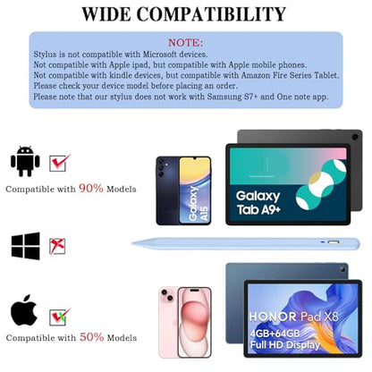 Universal Stylus Pen for iOS/Android,Drawing&Writing Rechargeable Touch Screen Pen Magnetic Tablet Stylus for iPhone/Samsung/XiaoMi/Huawei/Vivo/Lenovo and Other Android Device -Blue - color: Blue