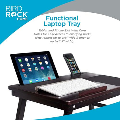 Sofia + Sam Laptop Bed Tray w/Storage Drawer| Adjustable Folding Legs & Mouse Pad | Portable Computer Desk - Laptops Up to 15" - Tablet Up to 9.6" | WFH, Wooden Study Table - Couch & Bed | Espresso