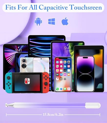Stylus Pen for Touchscreen, Kenkor 2 in 1 Active iPad Pencil - Purple+Green | Stylus Pen for iPad/Android/Switch/iPhone/Samsung/Galaxy/Huawei/Surface/ViVo/OPPO/Lenovo, All Touch Screens Tablet Pencil - color: Green+Purple