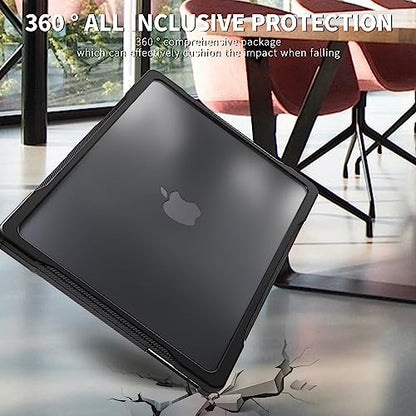 Batianda Ultimate Slim Case for MacBook Air 13.6 inch 2022-2026, Black | Fits M2/M3/M4/M5 Model, Lightweight Slim Design, Carbon Fiber Side Texture, Matte Translucent Rugged Hybrid Protective Shell - color: S-Black